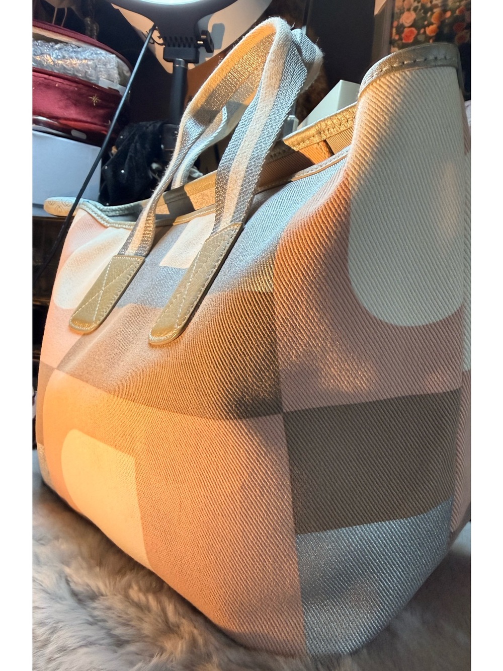 Bally Pink, Gray and White Logo Patchwork Tote - Picture 5 of 16